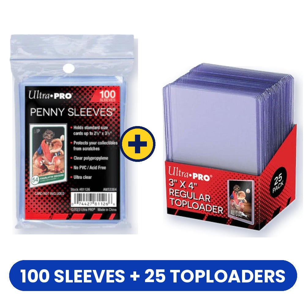 Free gift · Sleeves (100) + toploaders (25)